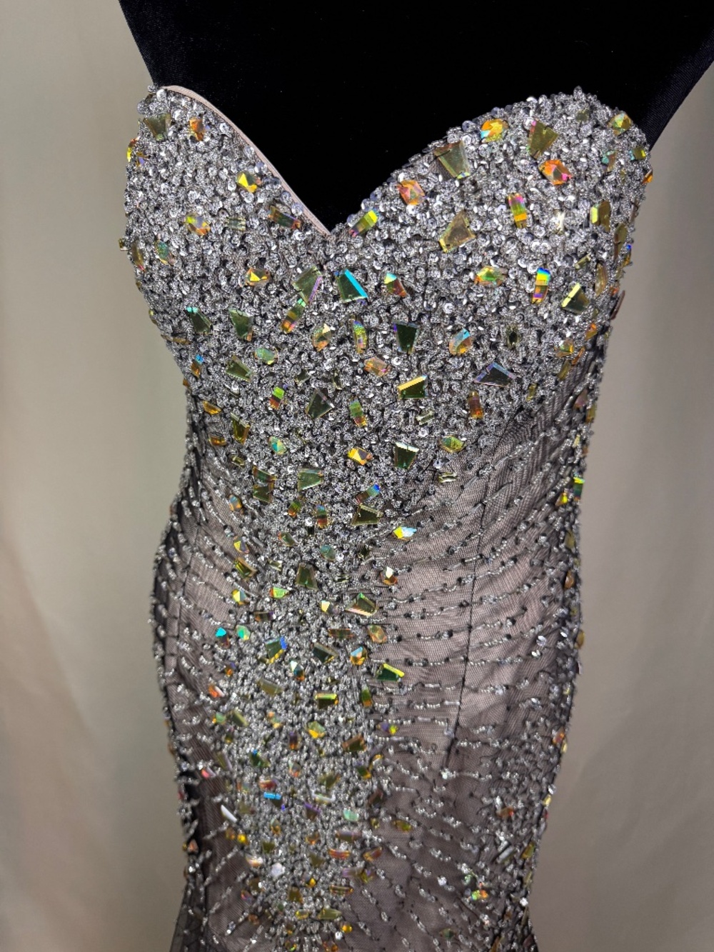 ✨ Terani Couture Crystal Beaded Mermaid Gown Size 10 Prom Gala Pageant ✨